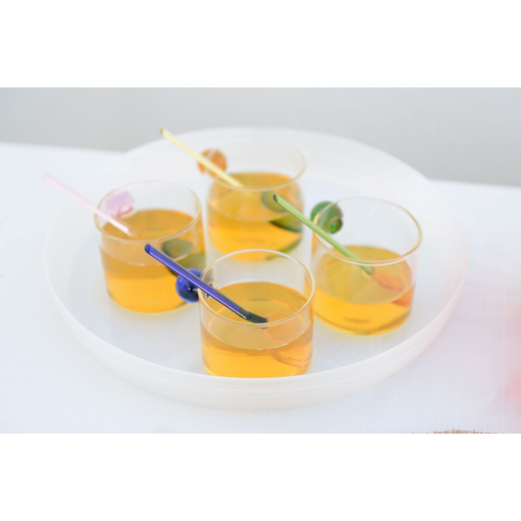 Mugs en verre avec poignée boule colorée 350ml - lot de 4
