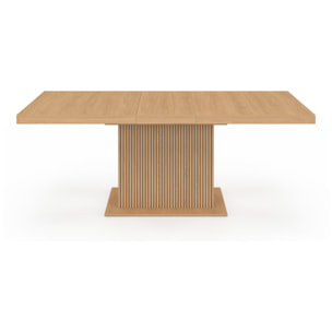 Table à manger extensible Faustine bois et pied lattes avec rangement 160-200cm