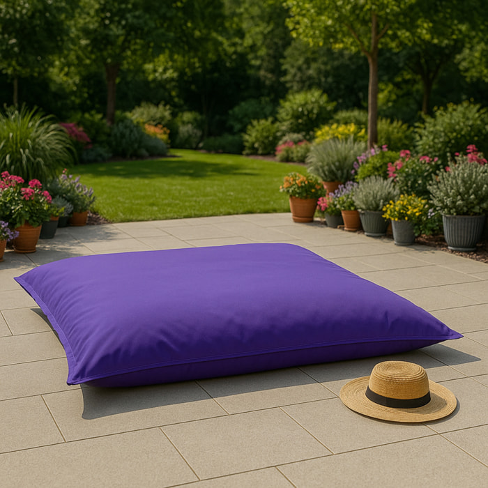 Pouf rectangulaire d'extérieur XXL 180x140cm violet THIES