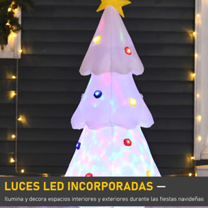 HOMCOM Árbol de Navidad Inflable 122 cm de Altura con Luces LED e Inflador Decoración Navideña para Interiores Exteriores 60x51x122 cm Blanco