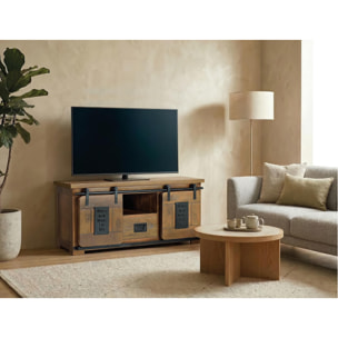 Mueble TV de Madera de Mango 130 Cm Estilo Industrial