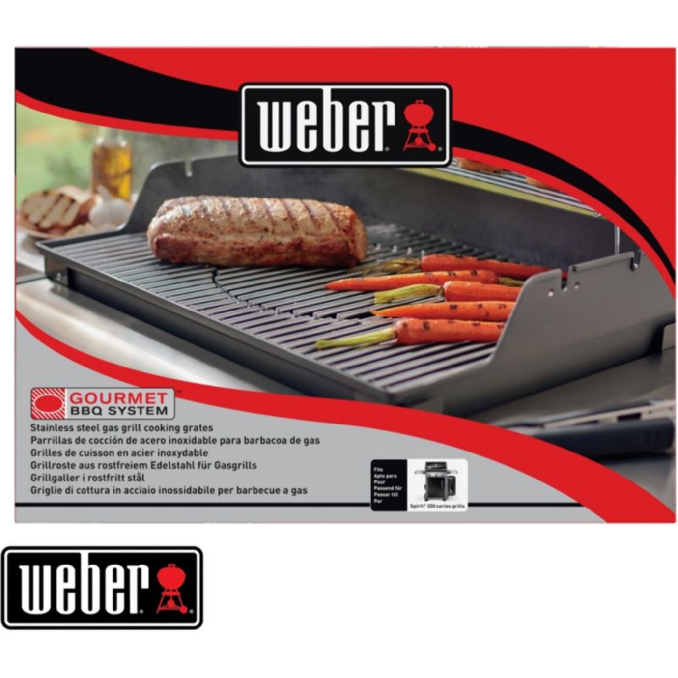 Grille barbecue WEBER BBQ System en acier inox Spirit 300