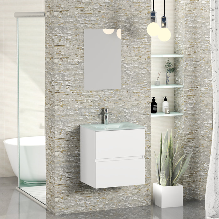 Ensemble de salle de bain GLASS Alday, 50cm, Blanc Mat