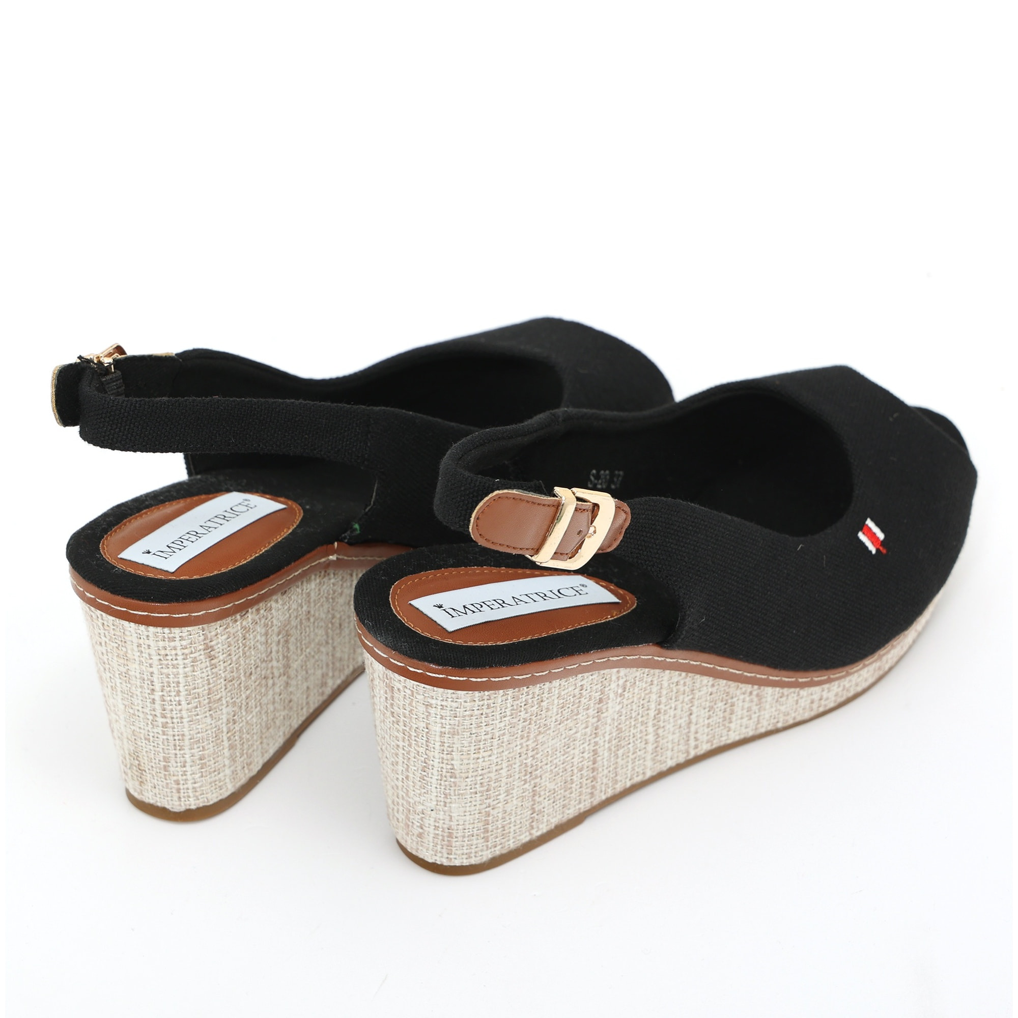 Sandali in tessuto con zeppa