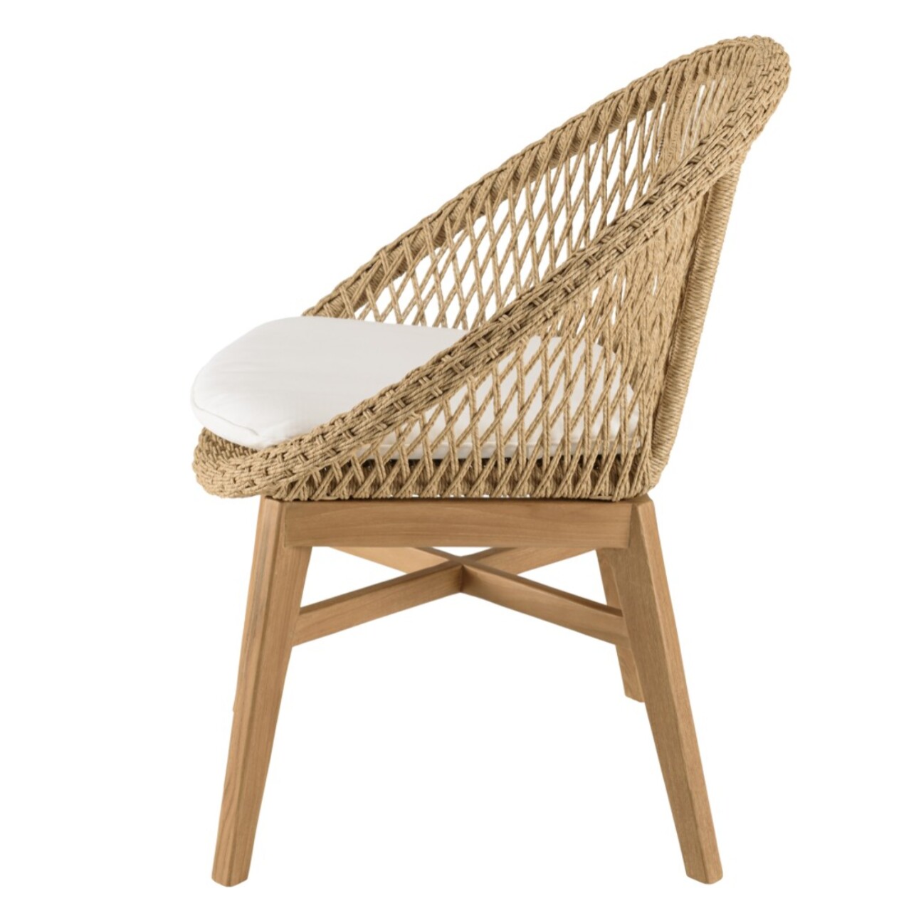 VALERIA - Lot de 2 fauteuils jardin arrondi teck rotin synthétique /coussin
