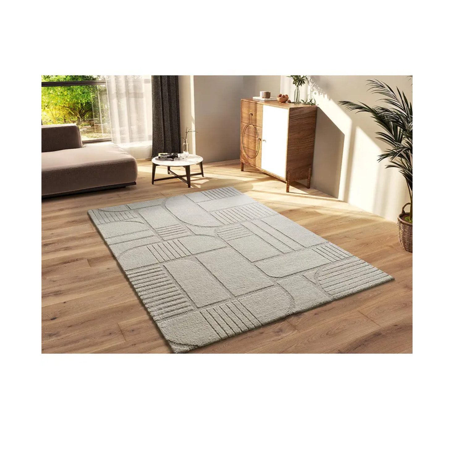SNOWY Alfombra con relieve de estilo escandinavo en blanco, varias medidas disponibles.