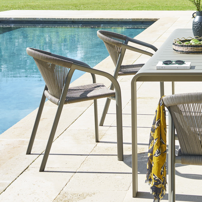 Fauteuil de jardin empilable "Riu" Cappucino & café aluminium