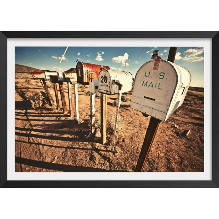 Affiche photo us mail Affiche + cadre en bois - Noir