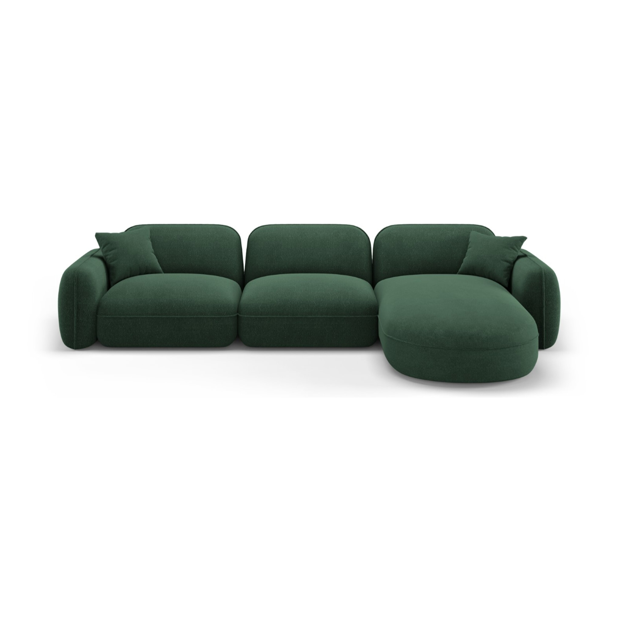 Canapé d'angle droit modulable "Lucien" 4 places en velours vert