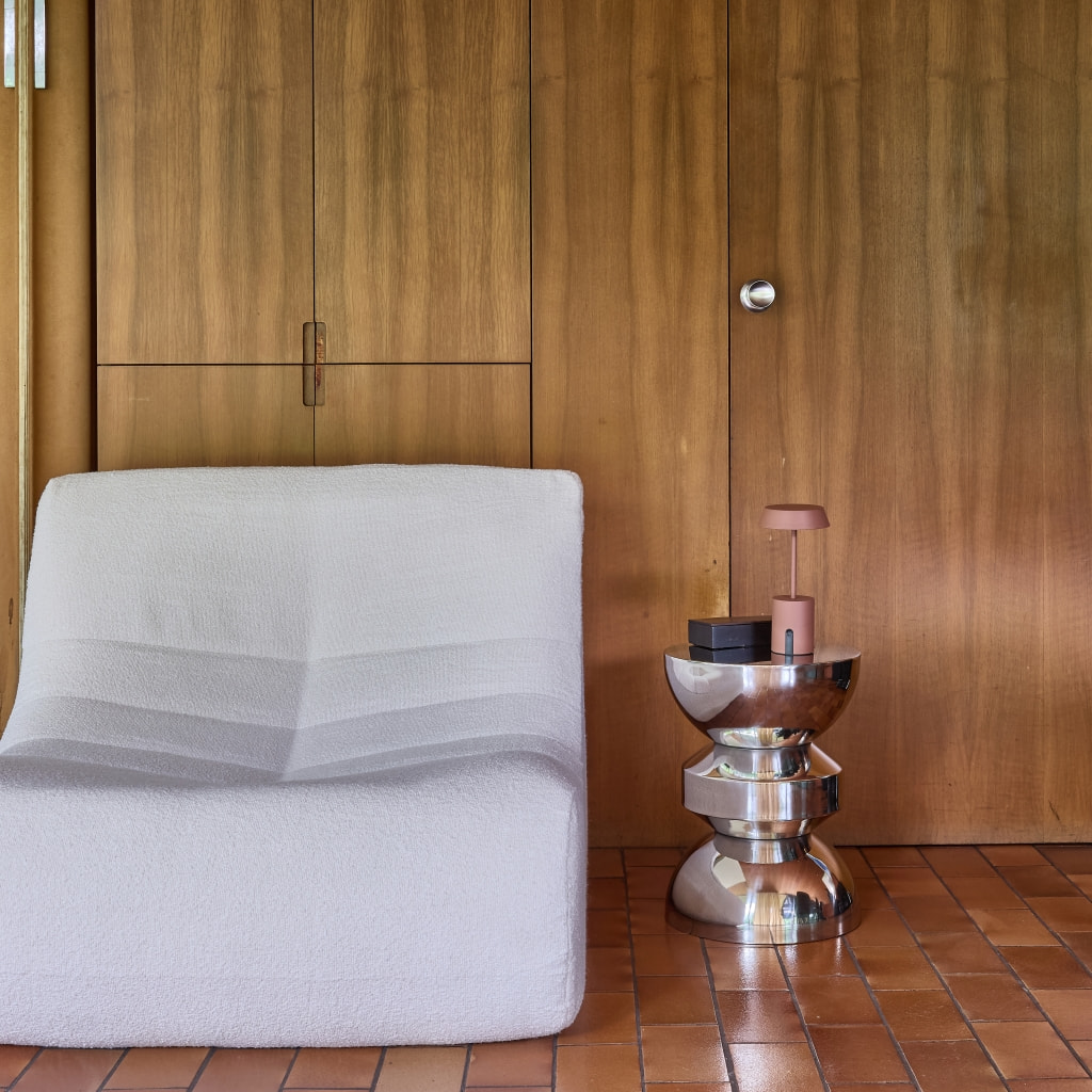 Table d'appoint, bout de canapé, table de chevet acier inoxydable chromé Ø32 x H43,5cm ASSA