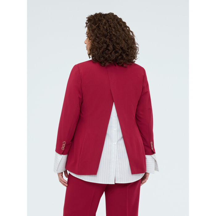 Fiorella Rubino - Blazer con puño efecto camisa desmontable - Burgundy