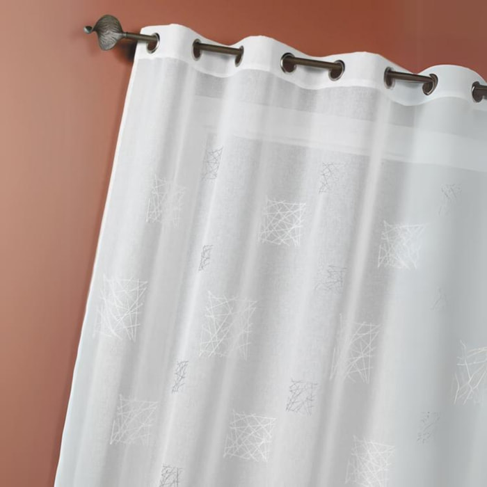 Voilage Etamine Brodée - Blanc