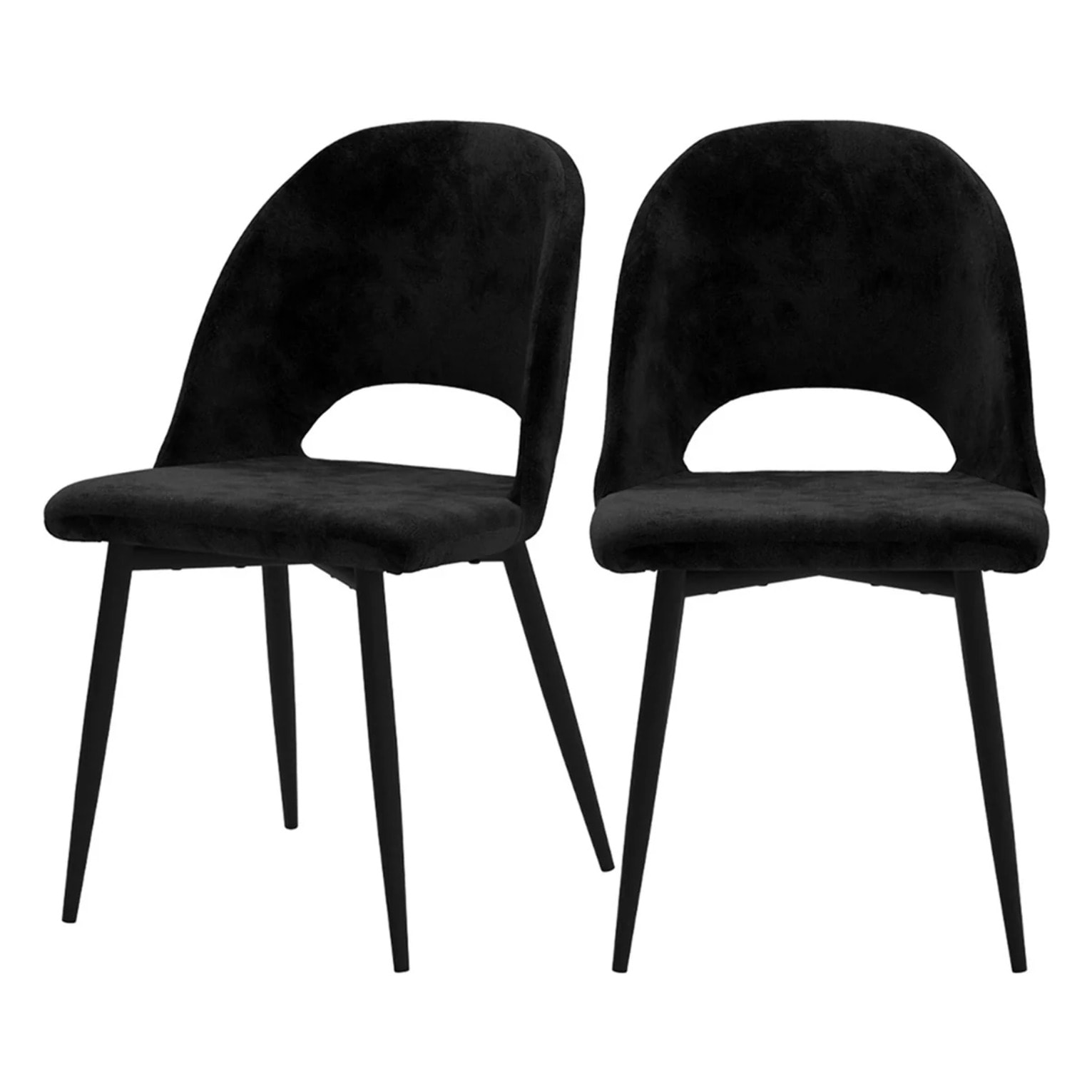 Lot de 2 chaises noires en velours et pieds en métal - Pénélope
