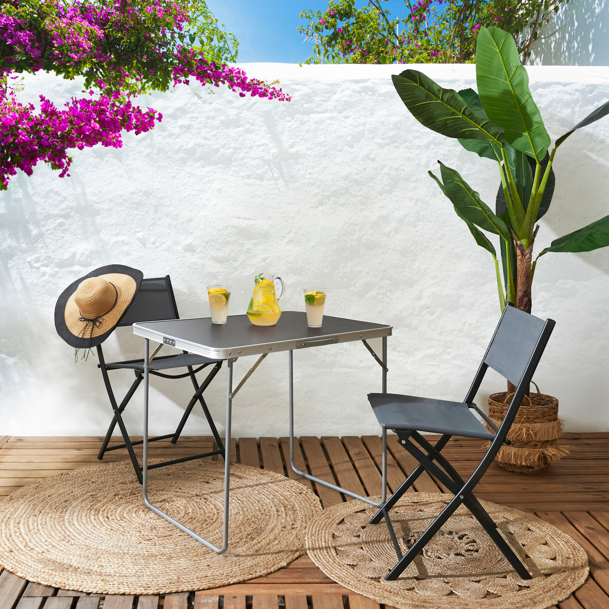 Table De Camping Pliable Noir 80x60cm