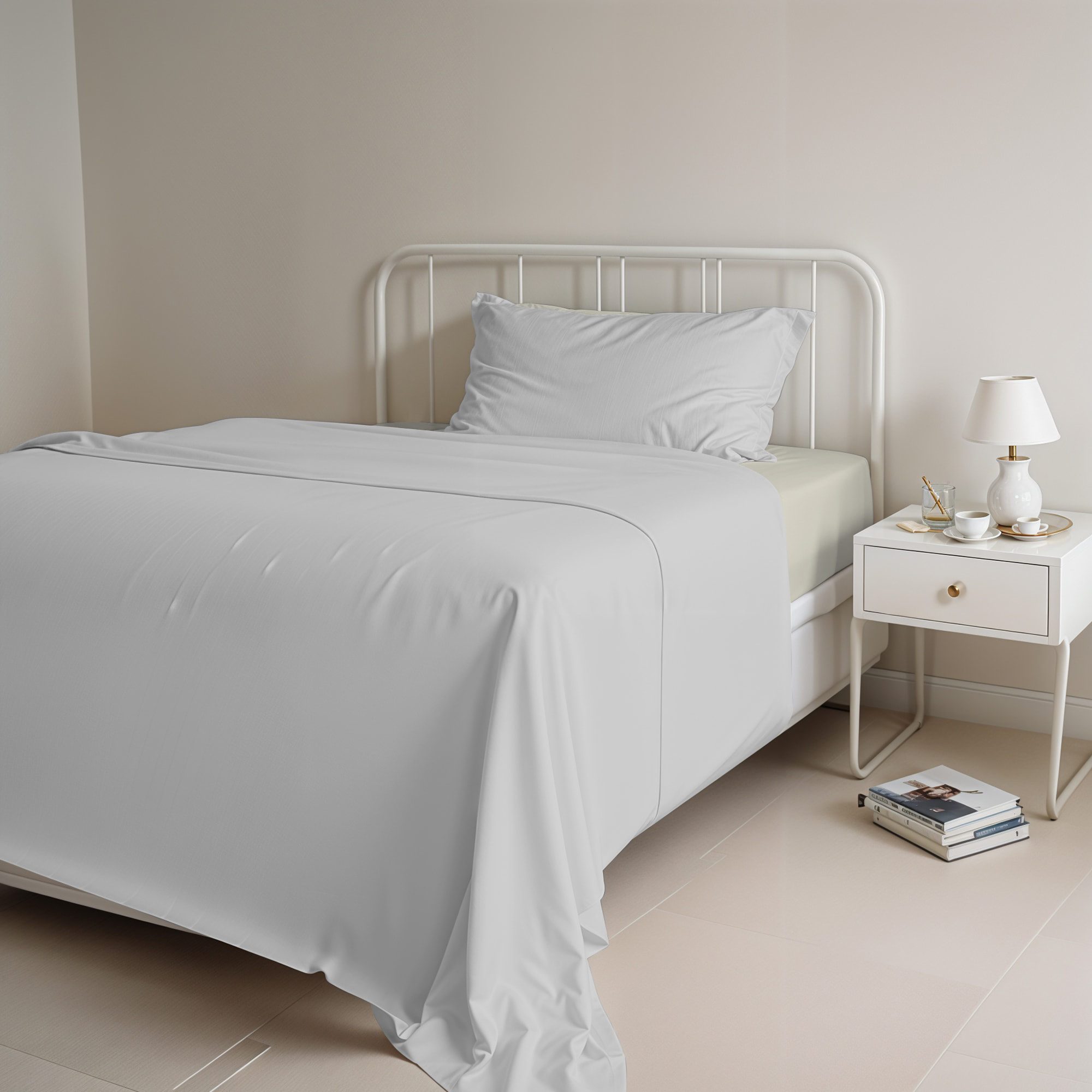 COMPLETO LETTO NATURAL COLOR, 100% COTONE - PIAZZA E MEZZA