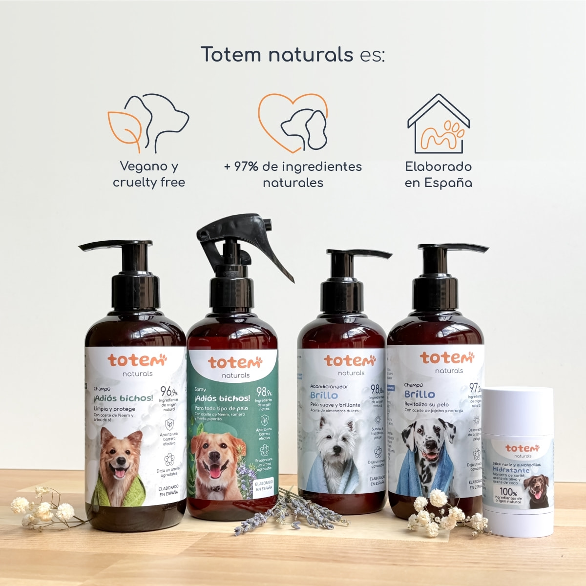 Champú natural para perros suavidad y brillo Totem Naturals 250 ml
