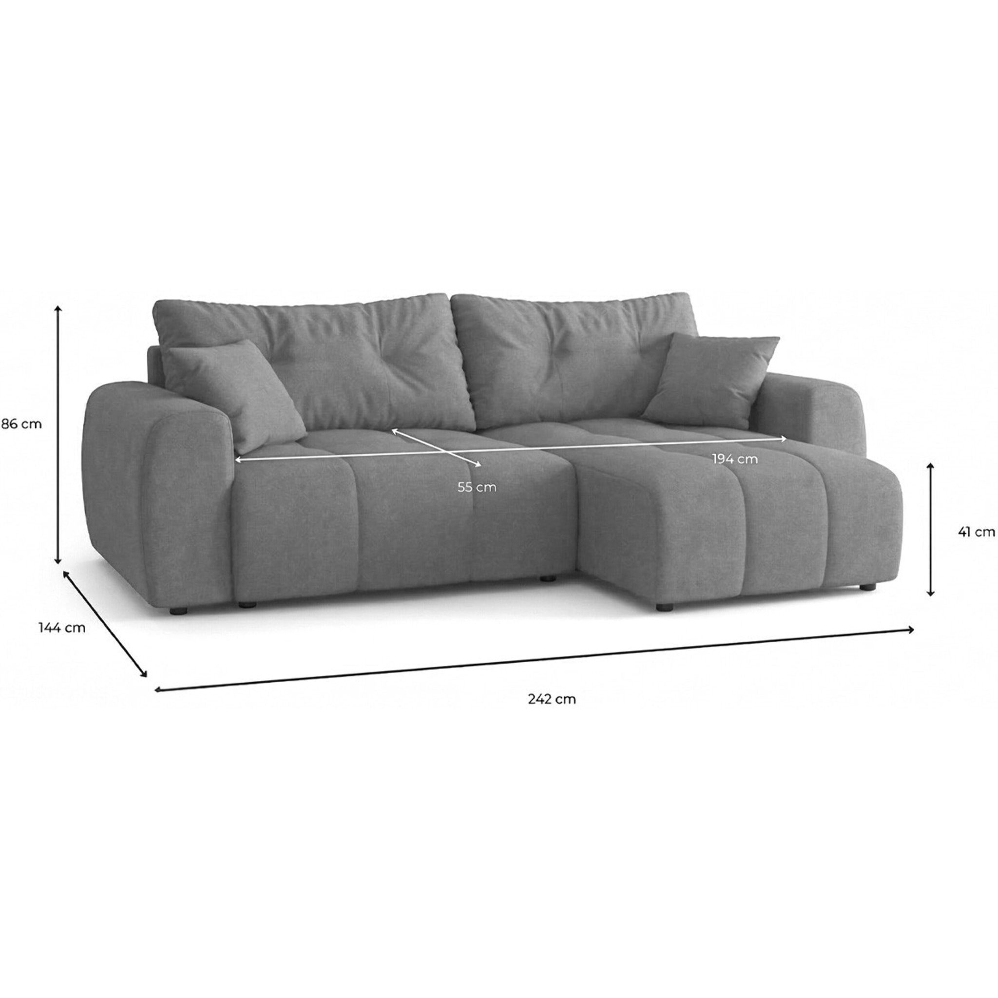 Canapé d'angle réversible convertible 4 places en tissu chenille - ALBA
