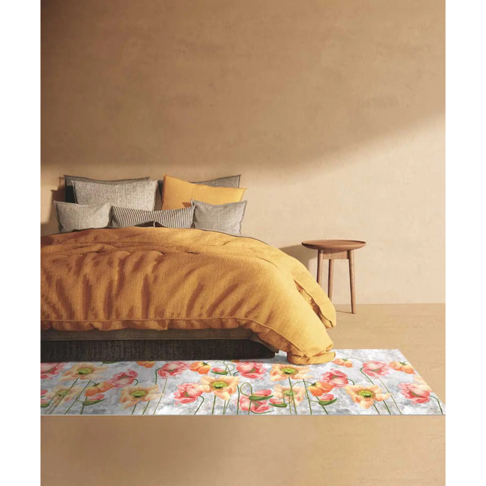 Passatoia tappeto cucina bagno ingresso multiuso, disegno fiori stile floreale