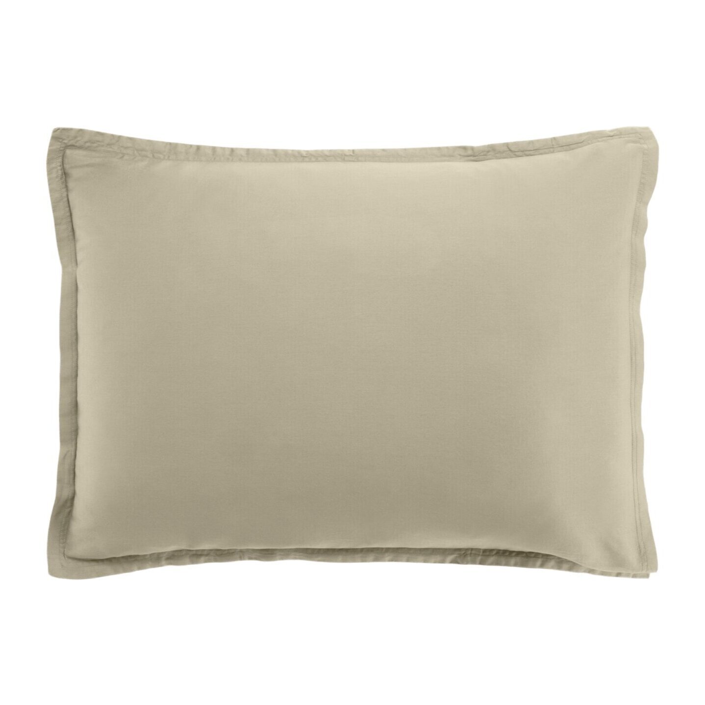 Paire de taies d'oreiller 100% satin de coton lavé 105 fils beige