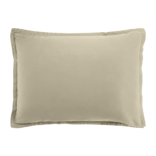 Paire de taies d'oreiller 100% satin de coton lavé 105 fils beige