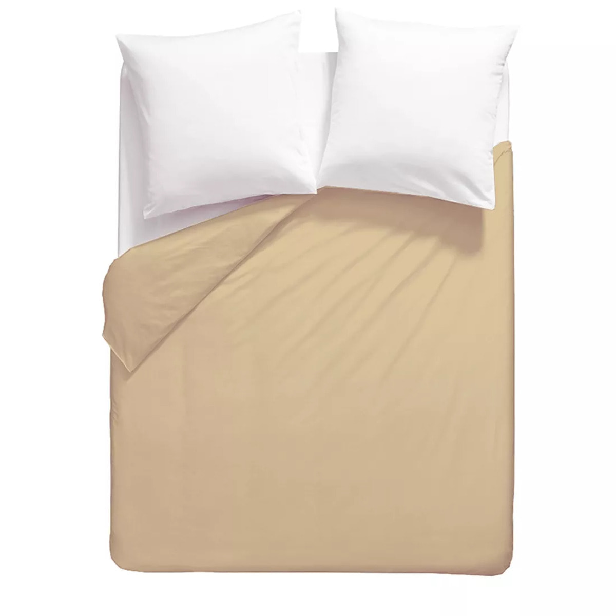 Housse de couette percale de coton uni beige Giulia stone