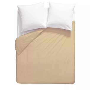 Housse de couette percale de coton uni beige Giulia stone