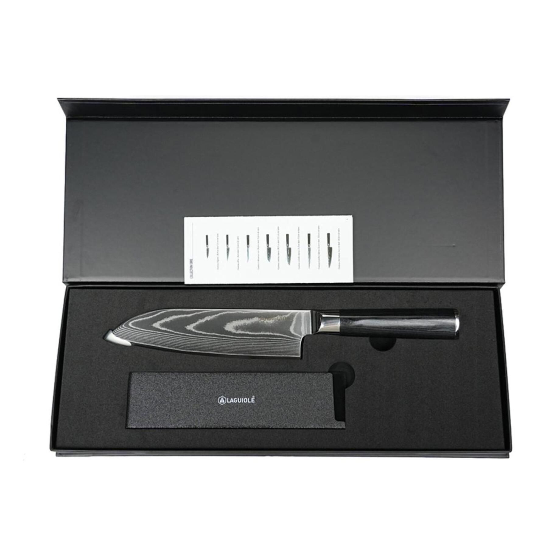 Couteau santoku noir damas 29cm avec étui - "Core"