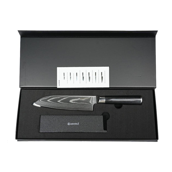 Couteau santoku noir damas 29cm avec étui - "Core"