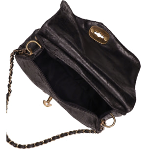 Borsa a tracolla da donna Made in Italy - Modello Floralia Lux - Pelle scamosciata - 25.0 x 15.0 x 11.0 cm