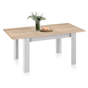 Mesa de comedor extensible Danna Blanco Artik (Blanco Mate) - Roble Canadian