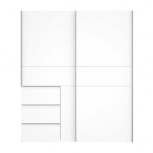 Armoire portes coulissantes 3 tiroirs L200 cm - 2 coloris - LOOKY