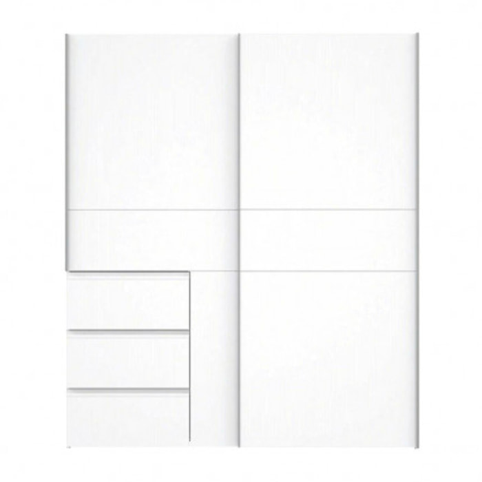 Armoire portes coulissantes 3 tiroirs L200 cm - 2 coloris - LOOKY
