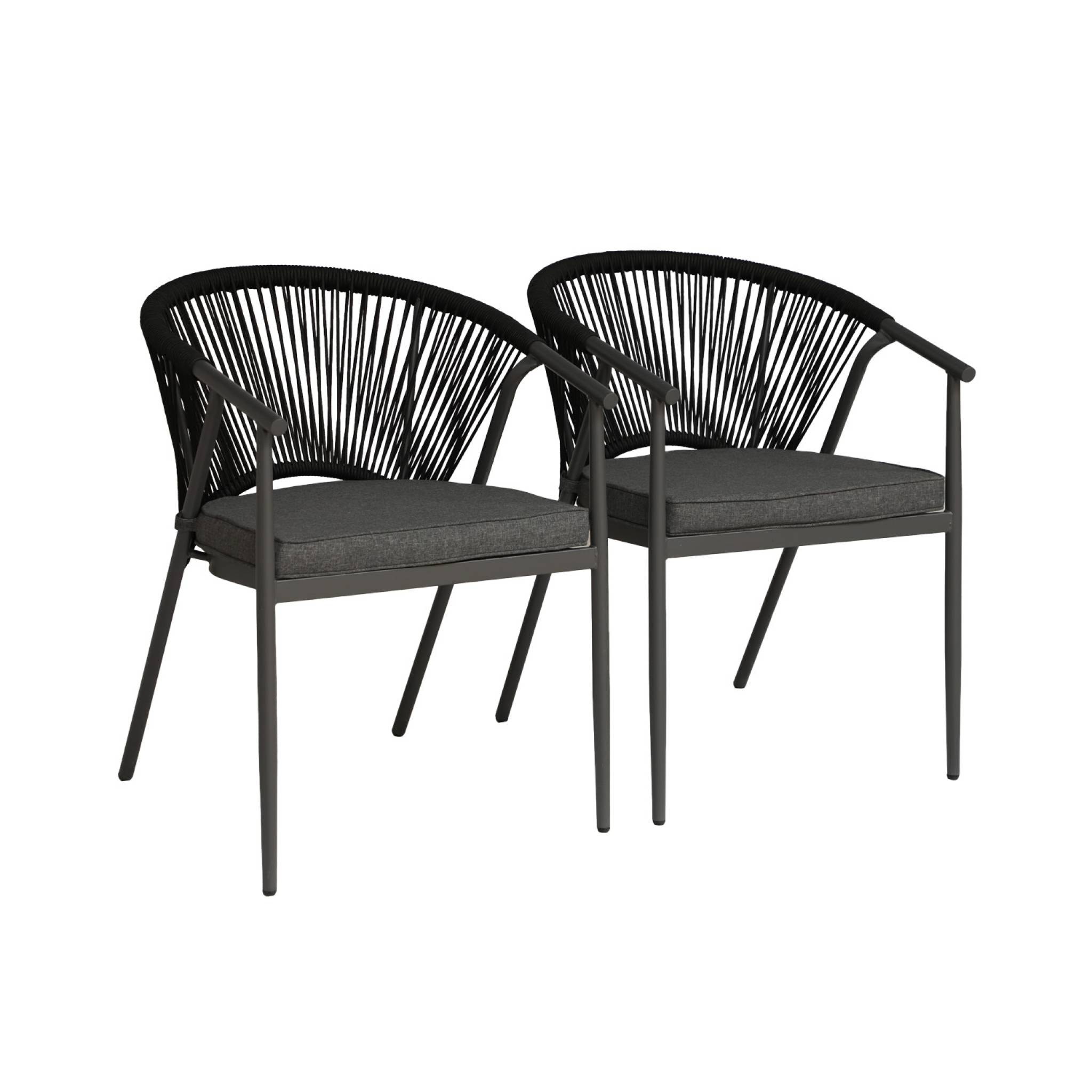 Fauteuil de jardin empilable acier et cordes (lot de 2) LIORA