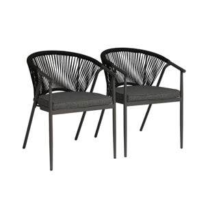 Fauteuil de jardin empilable acier et cordes (lot de 2) LIORA