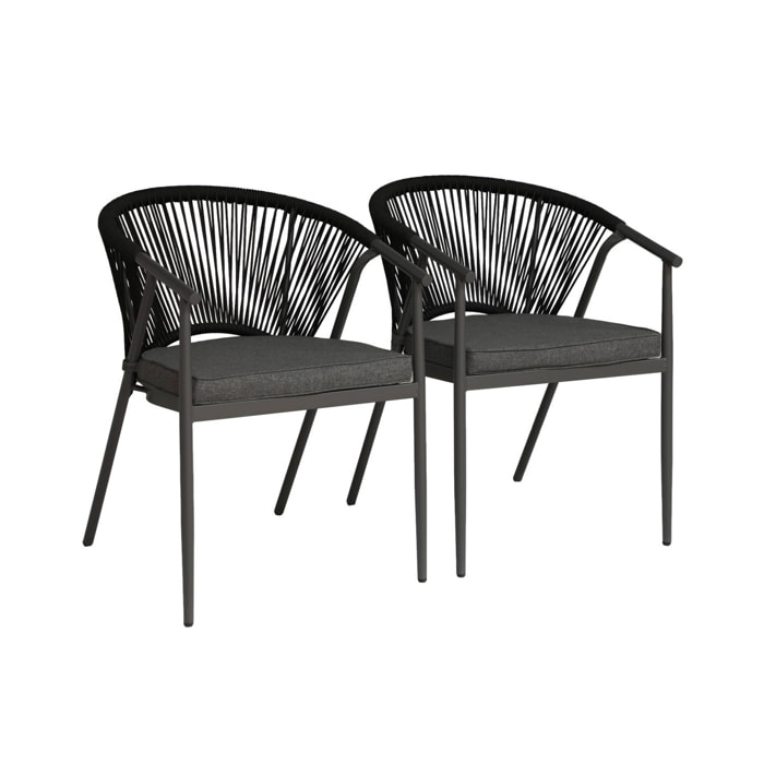 Fauteuil de jardin empilable acier et cordes (lot de 2) LIORA