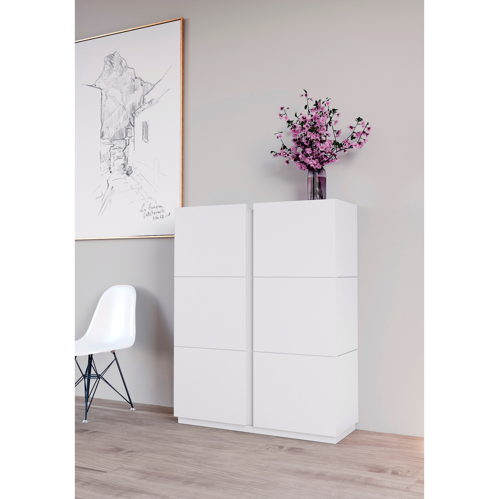 Zapatero Hessa melamina blanco 122x95x35 cm