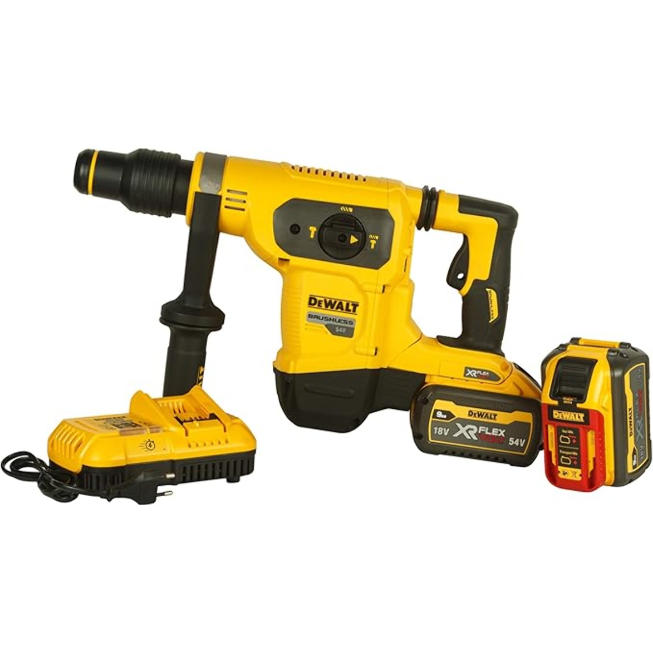 Marteau XR FLEXVOLT SDS Max - 6,0J 54V - DEWALT - avec 2 batteries 54V 9.0Ah - chargeur - coffret - DCH481X2