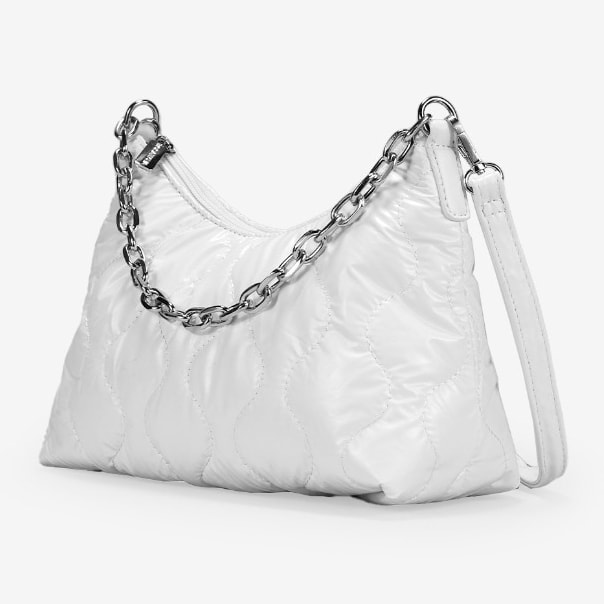 Bolso nylon blanco con cadena