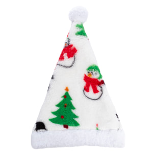 Cappello in peluche extra morbido. Design bianco con albero di Natale. 31x48 cm.