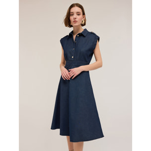 Motivi - Vestido camisero mezcla de lyocell - Azul