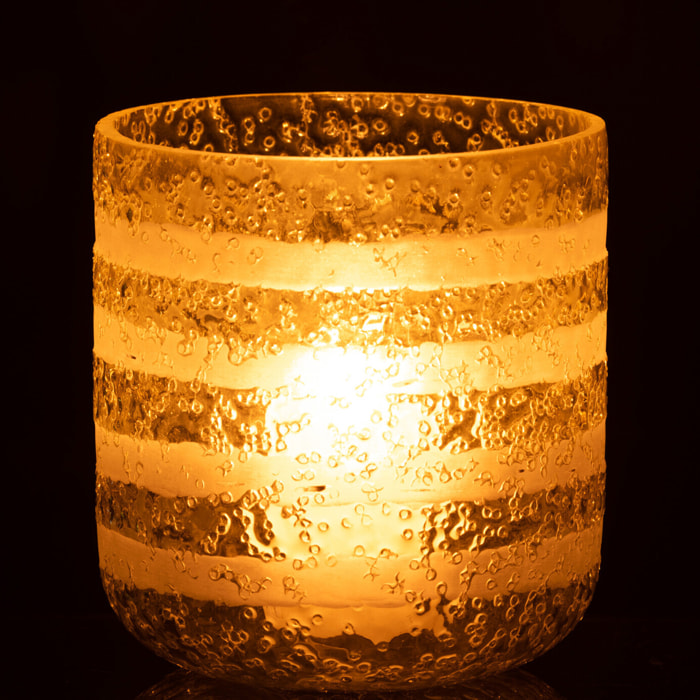 J-Line photophore Lignes - verre - jaune/blanc - large