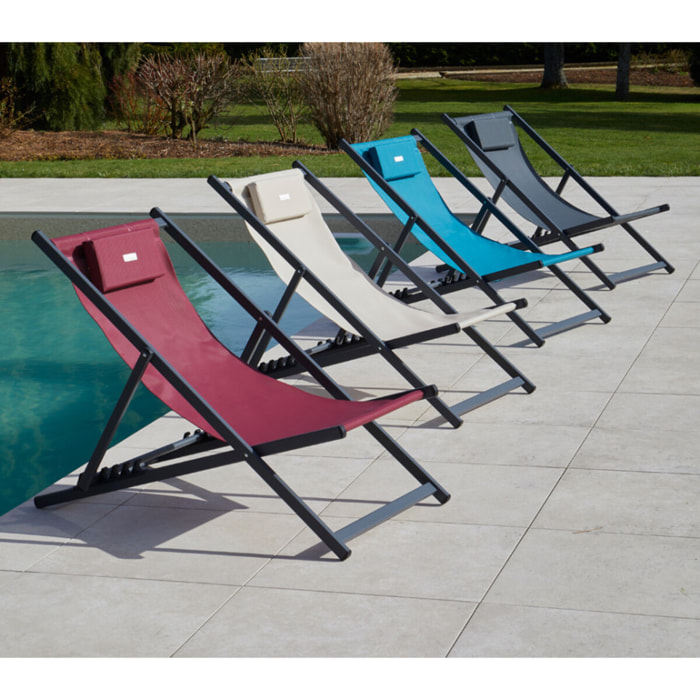 Lot de 2 chiliennes en aluminium - bleu canard - ATHOS