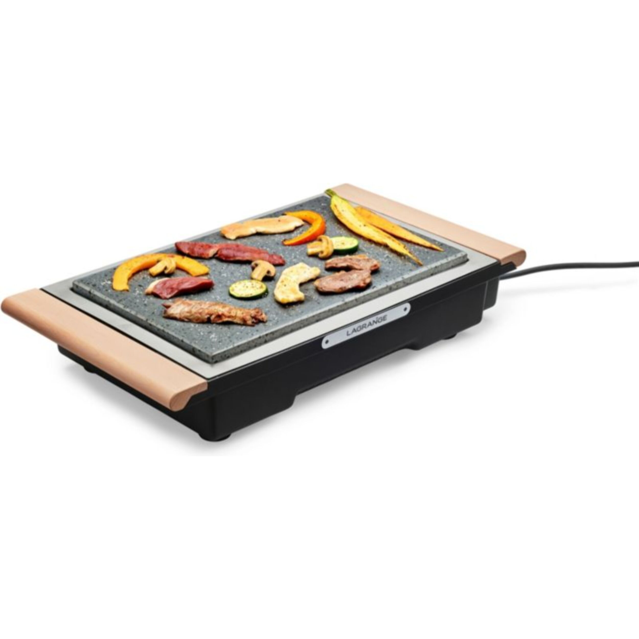 Plancha électrique LAGRANGE Grill' Pierre Classic bois clair à poser, 37x23 cm