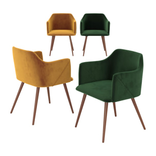 Pack 4 chaises Daisy en velours jaune et vert