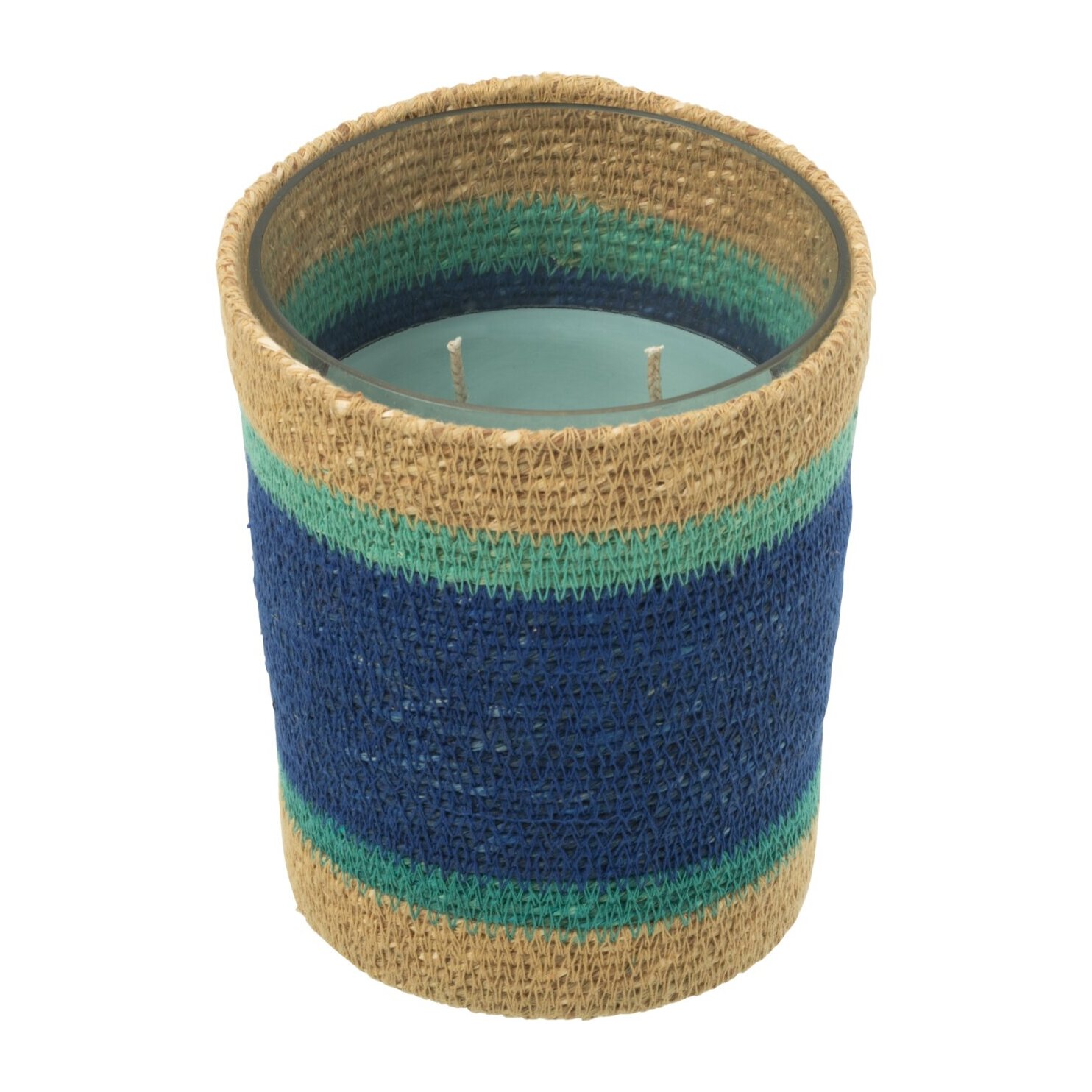 J-Line bougie parfumée Panier - Seaside Bliss - verre - bleu - medium - 55H