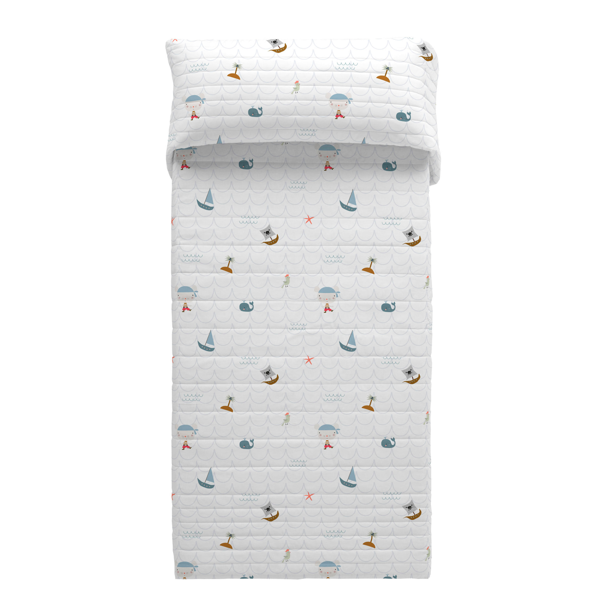 Haciendo el Indio - Colcha Bouti Estampada - Reversible - Infantil - 100% Algodón - 70 gr/m² - Aventura Pirata