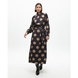 Abito svasato collo alto a pois