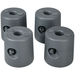 Lot de 4 poids de lestage cylindrique pour tonnelle barnum tente dim. Ø 22 / Ø 24 x 25H cm HDPE gris