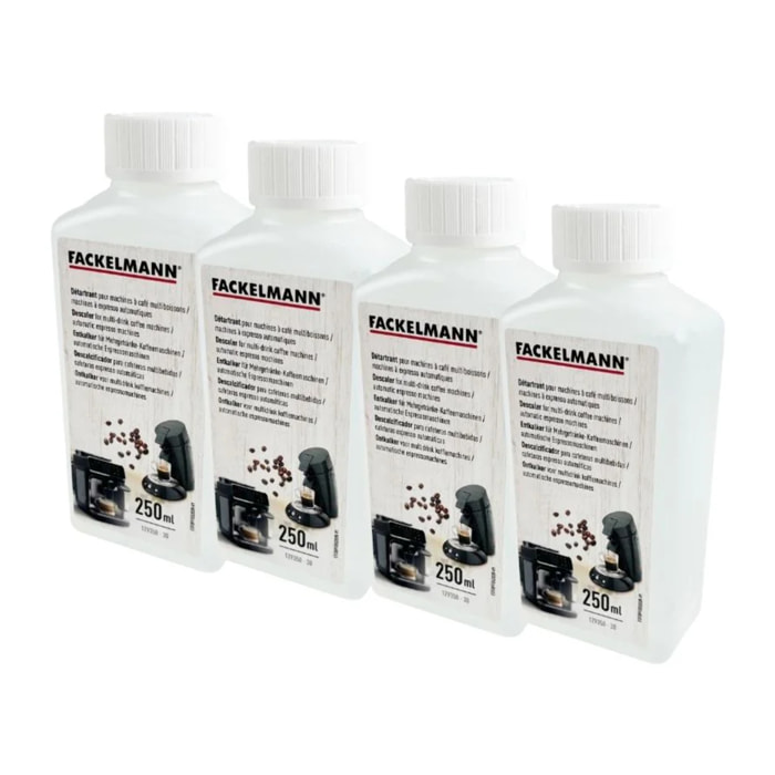 Ensemble de 4 Détartrants liquide pour machine à expresso et multi boisson 25 cl Fackelmann Petit Déjeuner