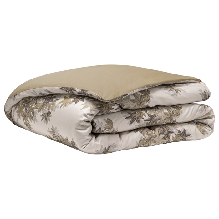 Housse de couette imprimée en satin de coton bio, HALATTE, Beige Désert